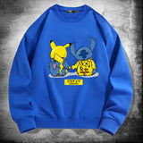 Men and Women Pokemon Pikachu Hoodie Pikachu Joint Name Stitch Back Shadow Crew Neck Pullover Sweatshirt
