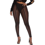 Kesha Black Dress Women's Sexy Tight Mesh See-through Leggings Trousers