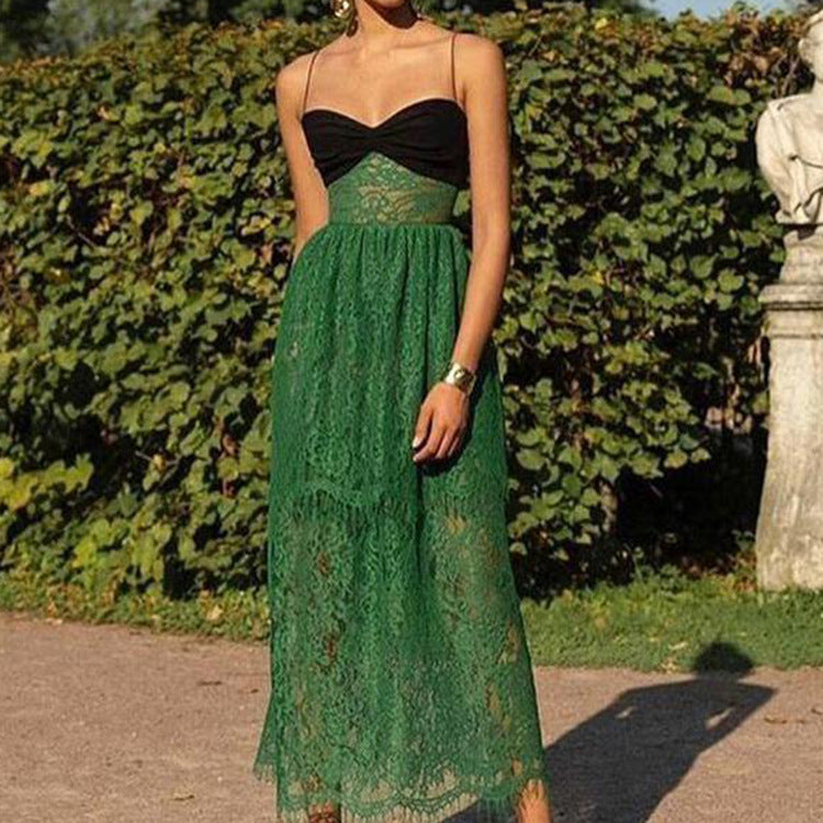 Emily Ratajkowski Dress Lace Green Hollow-out Multi-Layer Dress
