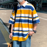 Men's T-Shirt Summer Striped Large Size Short Sleeve T-shirt