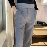 Men Trousers Slim-Fit Gentleman Straight Casual Pants Men