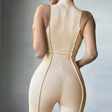 Summer Women's Sexy Sleeveless High Waist Breathable Hip Raise Skinny Sports Casual Jumpsuit