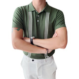 Men Polo Shirts Slim Fit Stretch Polo Collar Top T-shirt
