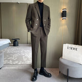 Double Brewed Seersucker Suit Winter Clothes Men's Suit Set Winter
