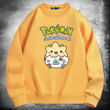 Men and Women Pokemon Pikachu Hoodie Jingling Bao Ke Meng Bo Ke Bi Crew Neck Pullover Sweatshirt