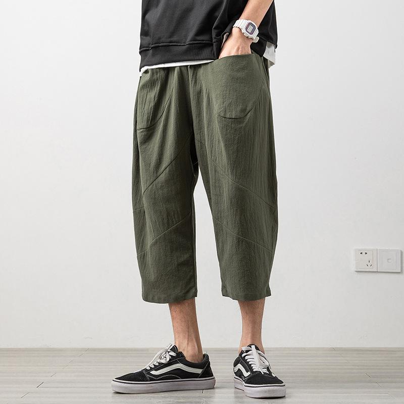 Linen Pants Straight Leg Pants Drawstring Lightweight Elastic Beach Pants Summer Solid Color Breathable Linen Loose Casual Pants