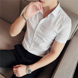Men Shirts Men's Short-Sleeved Shirt Plaid Shirt Casual Striped Short-Sleeved Shirt