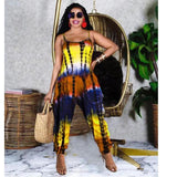 Women Plus Size Jumpsuits Summer Loose Tie-Dye Suspenders Casual Jumpsuit