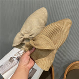 Straw Hat Washable Straw Hat Foldable Bow Fisherman Hat