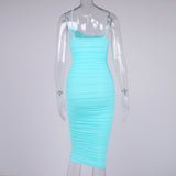 Bella Hadid Dress Mesh Pleats Suspender Dress