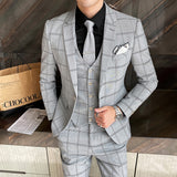 Seersucker Suit Men's Three-Piece Suit
