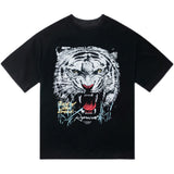 Present T Shirt Tiger Print Distressed Loose