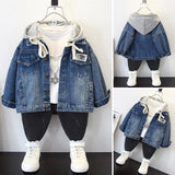 Toddler Boys Jackets Boys Autumn Clothing Hooded Denim Jacket Handsome