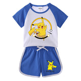 Children Pokemon Pikachu Tshirts & Shorts Short Sleeve T-shirt Shorts Casual Two Neutral