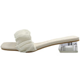 Nude Pumps Block Heel Chunky Heel Slippers
