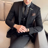 Seersucker Suit Three-Piece Suit for Men