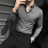 Men Shirts Casual Long Sleeve Shirt Slim Fit Business Suit Stretch Men's Shirt Clothes