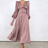 Vintage Empire Waist Dress Women's Spring Clothing Long Dress V-neck Retro Dress for Women