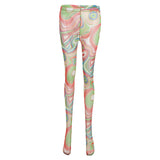 Jumpsuits Summer Women's Clothing Mesh Floral Print See-through Skinny Hip Raise Sports Leggings