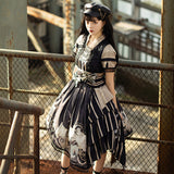 Gothic Lolita Harajuku Style Clothing Punk Lolita Dress Short Sleeve Op Retro Irregular Large Swing Dress