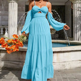 Women Bohemian Dress Summer Women's Fashion Sexy Solid Color Dress
