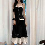 Black and White Dress Hepburn Style Suspender Dress