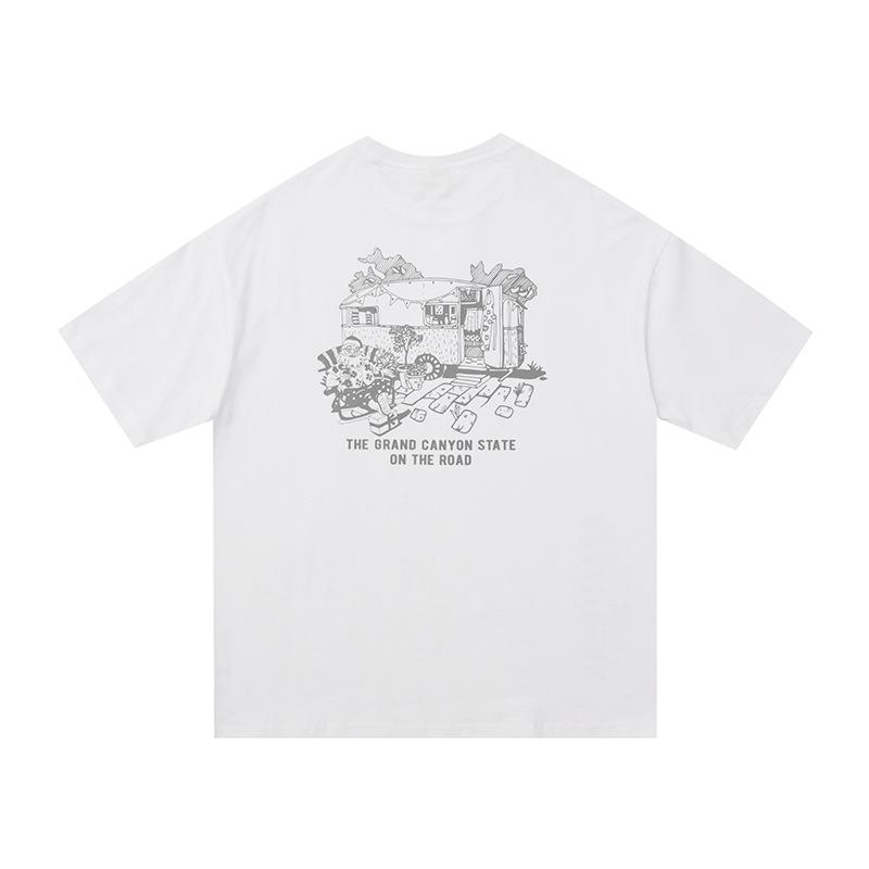 Men T Shirt Summer Casual Tops Men's Clothes Summer Wear Retro Men's round Neck Short Sleeve Casual Loose Landscape Printed T-shirt