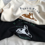 Diana Harvard Sweatshirt Cartoon Towel Embroidery Letter Printed Sweatshirt Female Leisure Pullover