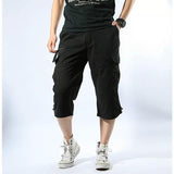 Men's Capris Pants below the Knee Shorts Summer Cargo Pants plus Size Shorts Men's Outdoor Casual Cotton Cropped Pants Men