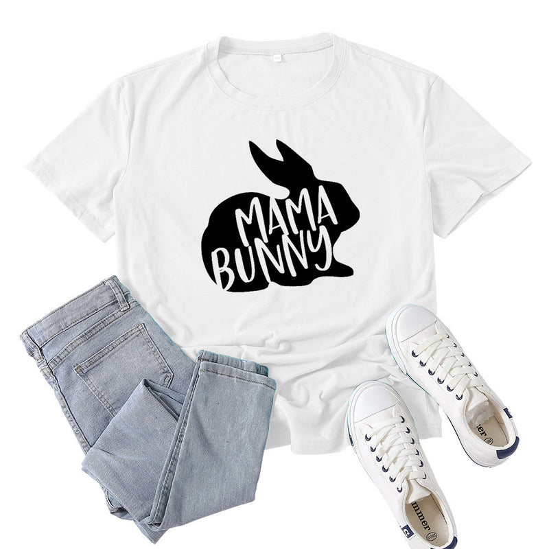 Boy Mama T Shirt Mama Bunny Pattern Printed Short Sleeve T-shirt