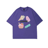 Men's T Shirt Summer Casual Tops Cartoon Candy Printed Short Sleeve T-shirt Men's round Neck Half Sleeve Street Fashion Loose Half Sleeve