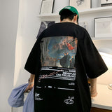 Men Short Sleeve T-Shirt Loose Oil Painting Short Sleeve T-shirt