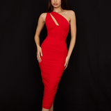 Bella Hadid Dress Mesh Shoulder Hollow Pleated Backless Dress