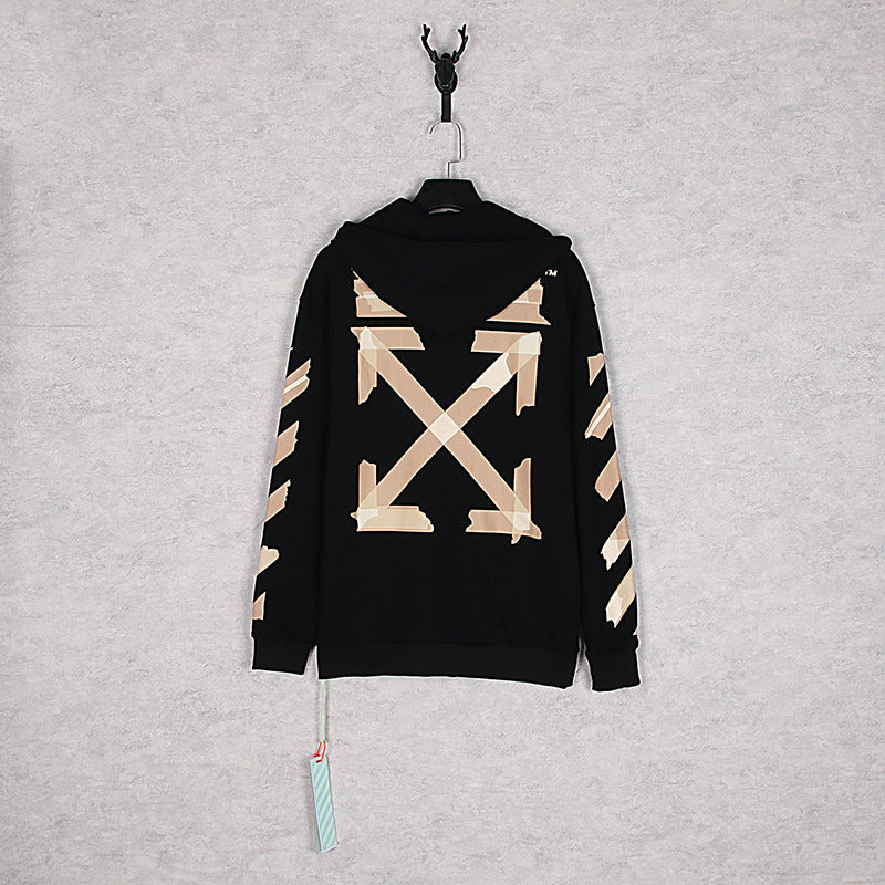 Off White Zipper Hoodie Early Autumn Zip Hooded Sweater for Men and Women