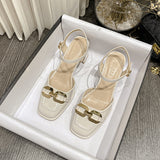 Nude Block Heel Sandals