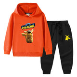 Children Pokemon Pikachu Hoodie & Pant Set Hooded Sweater Trousers Two-Piece Baby Cotton Sweater Set