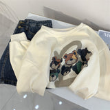 Diana Harvard Sweatshirt Cartoon Bear round Neck Pullover Khaki Sweater