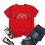 Boy Mama T Shirt Mama Est Printed Short Sleeve round Neck T-shirt