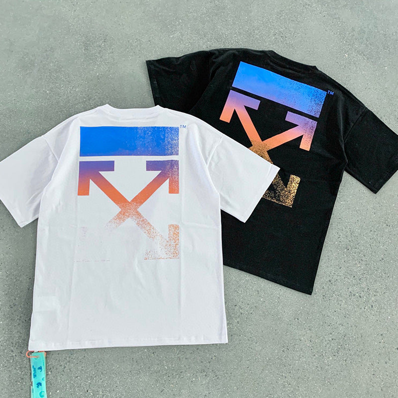 Off White T Shirts Gradient DOT Arrow Men's and Women's Same Style Short Sleeve T-shirt