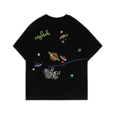 Men T Shirt Summer Casual Tops Men's Clothes Summer Wear Retro Men's round Neck Short Sleeve Casual Cartoon Rocket