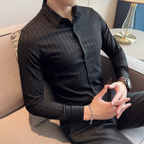 Men Shirts Autumn Striped Long Sleeve Shirt