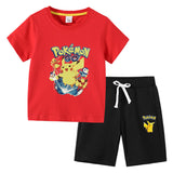 Children Pokemon Pikachu Tshirts & Shorts Cotton Short Sleeve Shorts Two Pieces Neutral