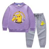 Children Pokemon Pikachu Hoodie & Pant Set Two-Piece Cotton Sweater Set