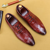 Indo Western Shoes Handmade Men's Business Formal Leather Shoes Pointed Leather Crocodile Pattern Men's Shoes