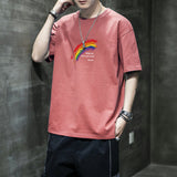 Men's T-Shirt Summer Printed Rainbow Short Sleeve