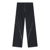 Men Suit Pants Zipper Design Split Slightly Pull Vertical Suit Pants