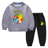 Children Pokemon Pikachu Hoodie & Pant Set Sweater Suit Solid Color Cotton Warm Trend