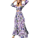 Women Bohemian Dress Summer Women's Clothing Sexy V-neck Long Sleeve