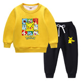 Children Pokemon Pikachu Hoodie & Pant Set Fleece Lined Padded Warm Keeping Winter Clothes Sweatershirt Suit