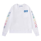 Off White Long Sleeve Round Neck Sweater Autumn And Winter Colorful Embroidery Arrow Crew Neck Pullover Sweatshirt Men And Women